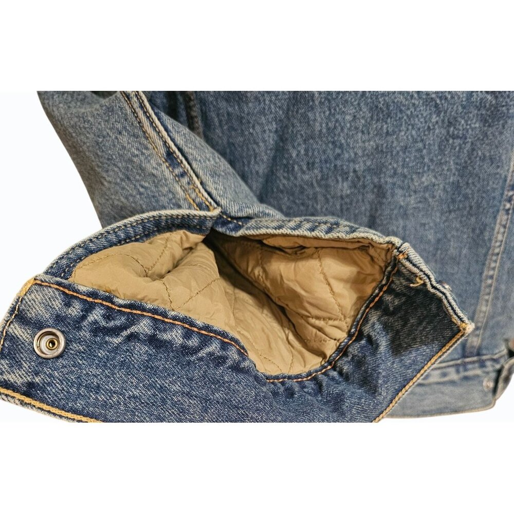 Levis Mens Sherpa-Lined Denim Trucker Jacket Blue Medium Warm Casual Outerwear - Picture 7 of 15